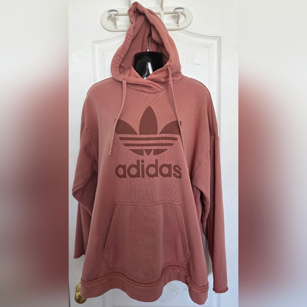 Adidas Originals Vintage Raw Dusty Rose Adicolor Trefoil Oversized Hoodie S Med
